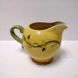 Vintage Creamer, Pistoulet by Pfaltzgraff, Yellow Green Floral, Small Pitcher